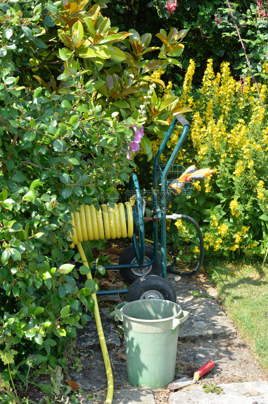 园艺设备工作工具后院生长卷轴活动园丁院子绿色软管图片