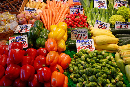 新鲜蔬菜市场销售胡椒食物价格饮食绿色健康背景图片