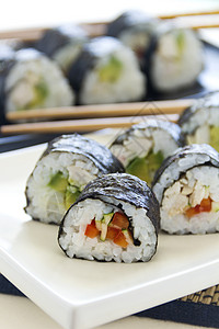 鸡寿铃美食胡椒海藻午餐食物餐垫营养筷子小吃烹饪日本人高清图片素材