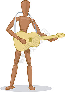 吉他手形象机器人音乐家个人舞蹈插图克隆人物白色艺术背景图片