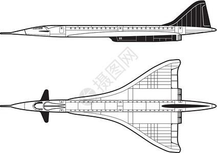 超音速飞机客客机草稿航空航空学喷射乘客空气民间飞行黑与白绘画插画