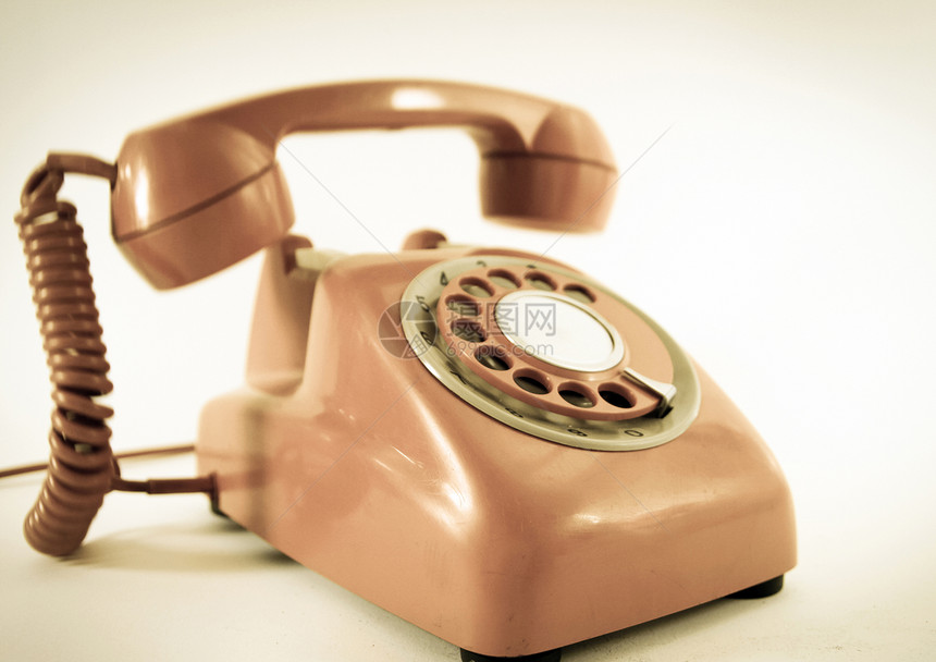 旧电话技术塑料红色商业拨号办公室电讯图片