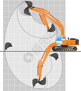 挖掘机的工作范围背景图片