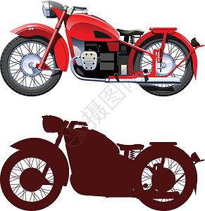 摩托车菜刀机器运输私人白色车辆红色绘画卡通片插图背景图片