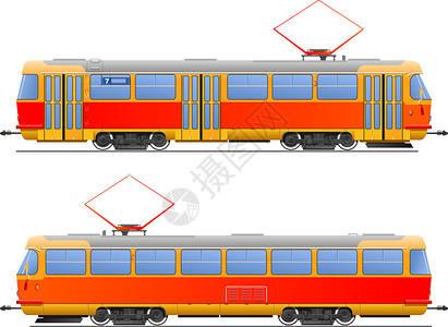 铁轨铁路城市红色橙子交通客运量运输乘用车插图线路背景图片