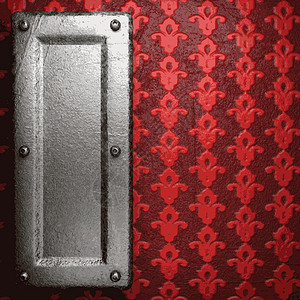 红底金属风格框架装饰反射装饰品抛光插图艺术边界背景图片