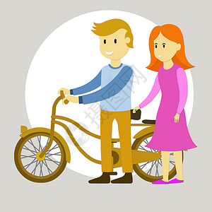 骑自行车的青少年运动街道卡通片旅行插图城市背景图片
