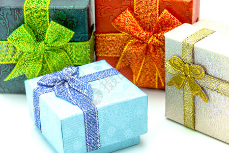 礼品盒礼物红色丝带念日庆祝盒子惊喜展示蓝色生日背景图片
