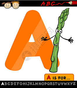 带有 asparagus 漫画插图的字母 a背景图片