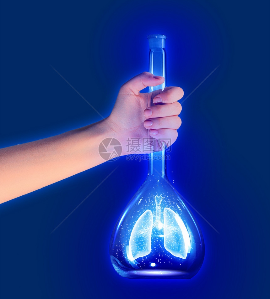 试管中的人类肺咳嗽液体软木移植器皿科学攻击创造力玻璃药品图片