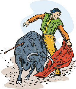 公牛斗牛运动男人运动男性木刻斗牛士高清图片