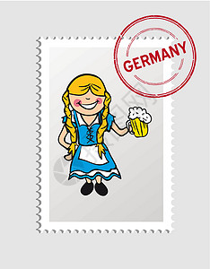 德国卡通漫画人邮政邮票背景图片