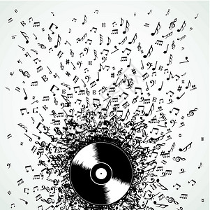 夜店djDj音乐音符 喷洒创纪录的乙烯基插画
