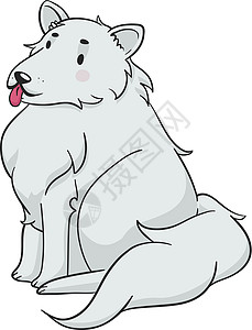 比利牛斯毛毛狗毛皮舌头哺乳动物萨摩耶皮毛动物白色犬类牧羊人宠物插画
