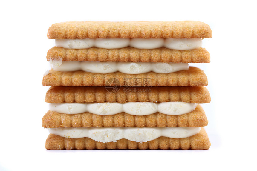 果酱奶油饼干工作室层压多层食物正方形长方形饮食白色小吃分层图片
