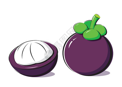 芒果水果插图紫色食物背景图片