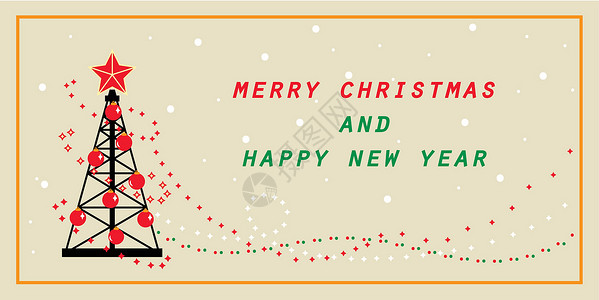 石油行业员工新年贺卡和圣诞快乐背景图片