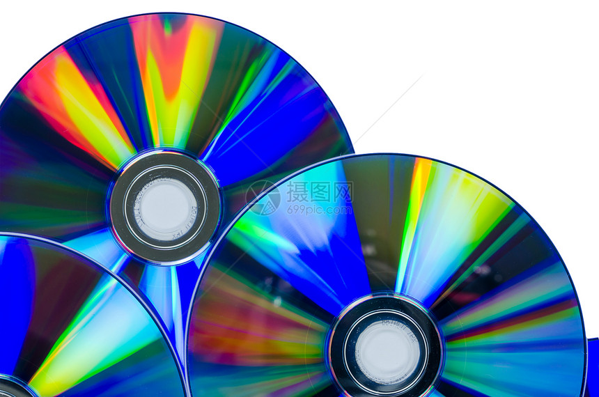 CD或光盘圆圈磁盘数据娱乐反射白色射线技术图片