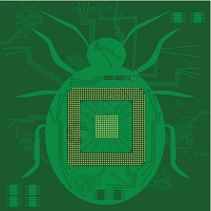 计算机错误木板艺术处理器昆虫技术电子产品电路插图纳米损害背景图片