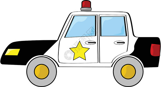卡通警车艺术白色警笛安全插图帮助黑色侦探卡通片背景图片
