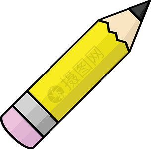 黄铅笔橡皮插图教育卡通片学校艺术工具学习背景图片