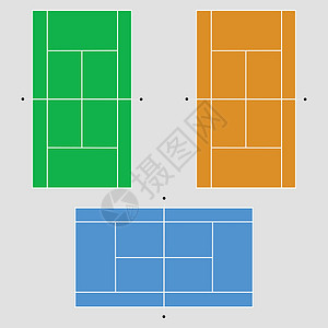 网球法院法庭艺术插图比赛棕色黏土绿色运动蓝色背景图片