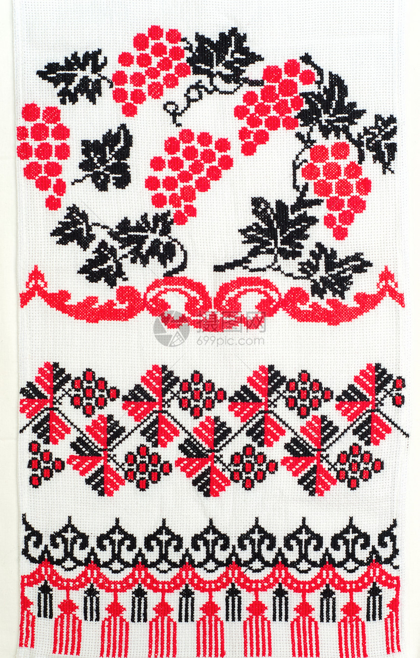 刺绣用交叉缝丝纹状的刺绣良好细绳纤维纺织品国家装饰品材料风格传统针线活宏观图片