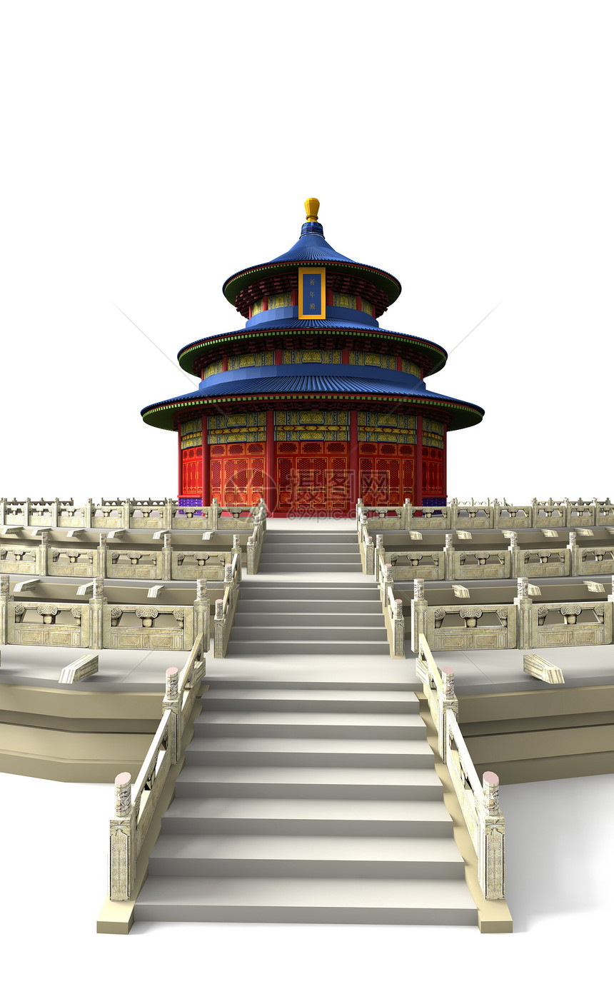 圣殿三世寺庙地标木制品釉面技术天空砂岩建筑蓝色渲染图片