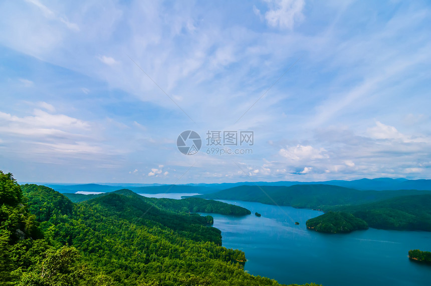 南卡罗来纳湖北州山反射远足丘陵骑手峡谷光束远景森林全景外表图片