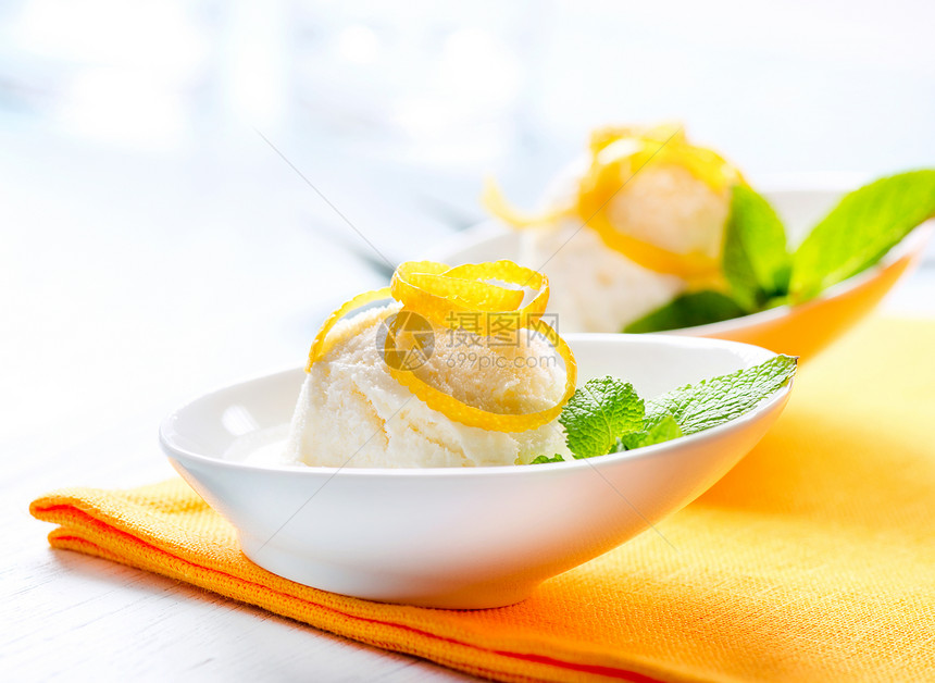 冰淇淋 自制柠檬冰淇淋餐厅水果热情牛奶营养美食咖啡店香蕉香草菜单图片