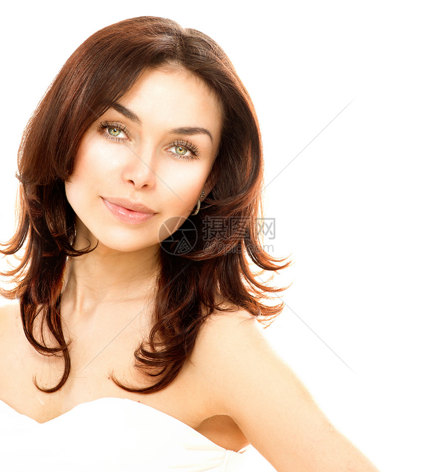 美丽的年轻女性肖像 在白色 完美的皮肤上被孤立呵护护理身体清洁情绪温泉润肤肤色保健保湿图片