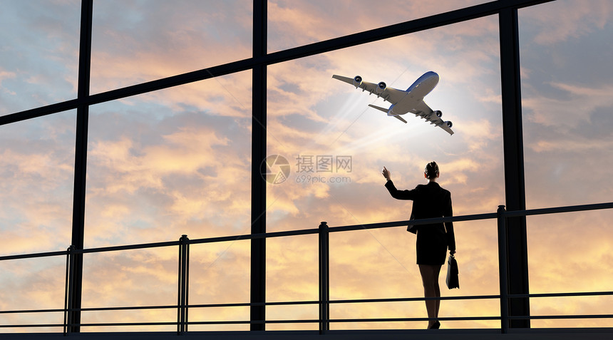 机场女商务人士会议旅行航班旅游喷射商务展示女士手提箱案件图片