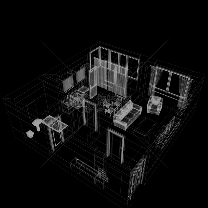 公寓的布局蓝图住房项目家具盘子沙发建筑桌子建筑学椅子图片