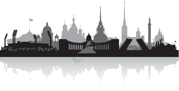 俄罗斯贝尔加湖圣彼得堡市天线矢量环形插画