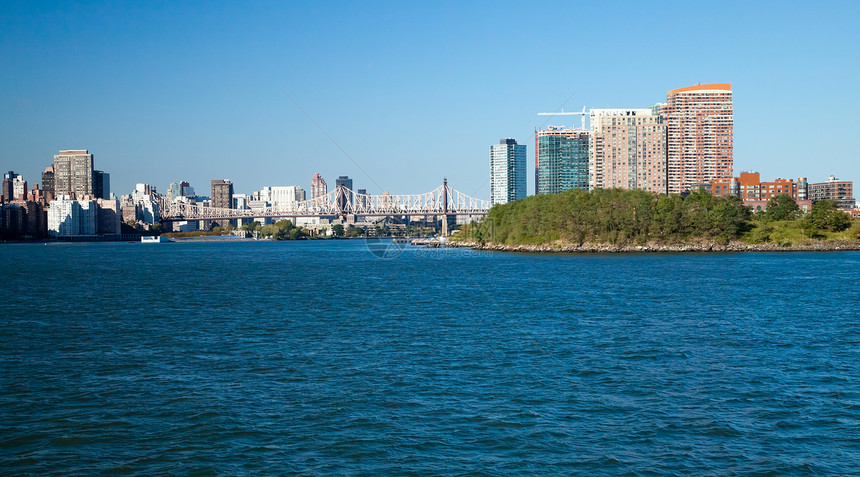 纽约市皇后斯博罗桥和长岛城天空建筑历史性住宅区城市市中心海洋天际吸引力全景图片