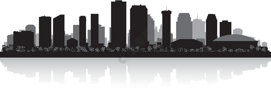 美国海岸线新奥尔良市天线环影插画