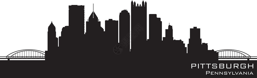 黑色城市建筑匹兹堡 宾夕法尼亚州天线景观天空外表市中心全景联盟商业城市房屋黑色插画