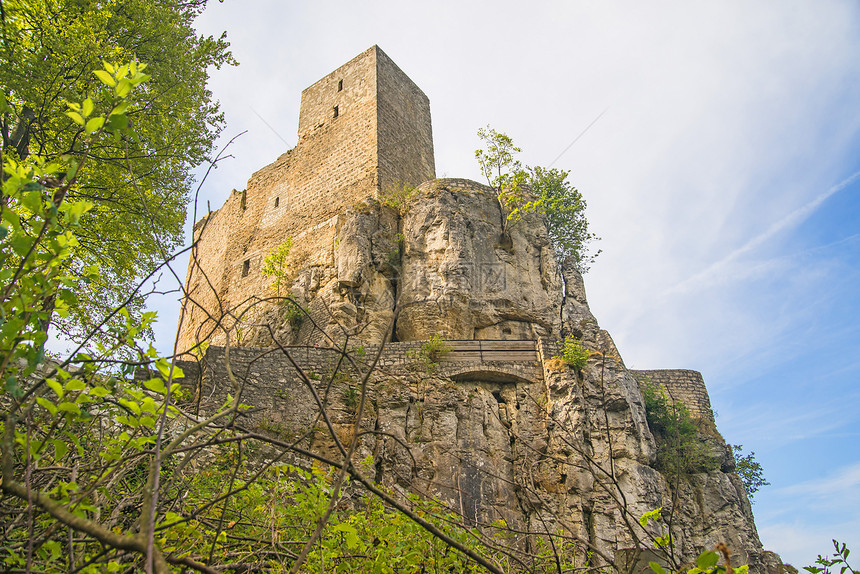 列赫滕斯坦城堡旅游风景建筑堡垒历史建筑学石头天空豪夫蓝色图片