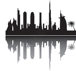 迪拜天际办公室结构房屋景观建筑物摩天大楼绘画酒店城市场景背景图片