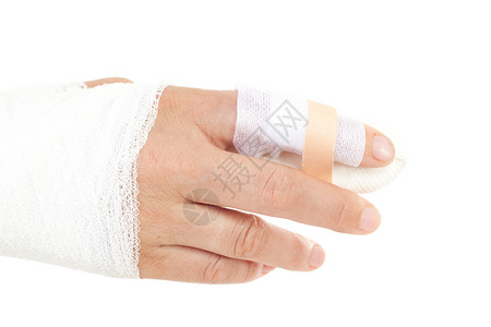 防止感染和改善愈合的带条状手背景图片