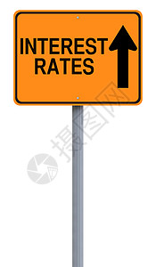 利率上升利息路标标志银行贷款金融警告速度白色背景图片