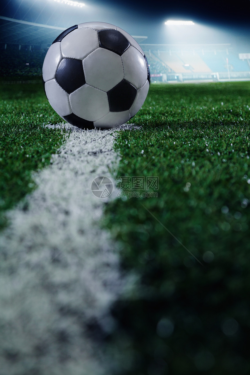 足球场 足球球和直线 侧视单线体育场划分器材运动体育边界竞技团队草皮图片
