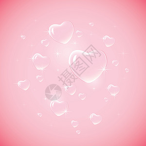 爱在空气中绘画液体粉色反射插图符号心形惊喜气泡背景图片