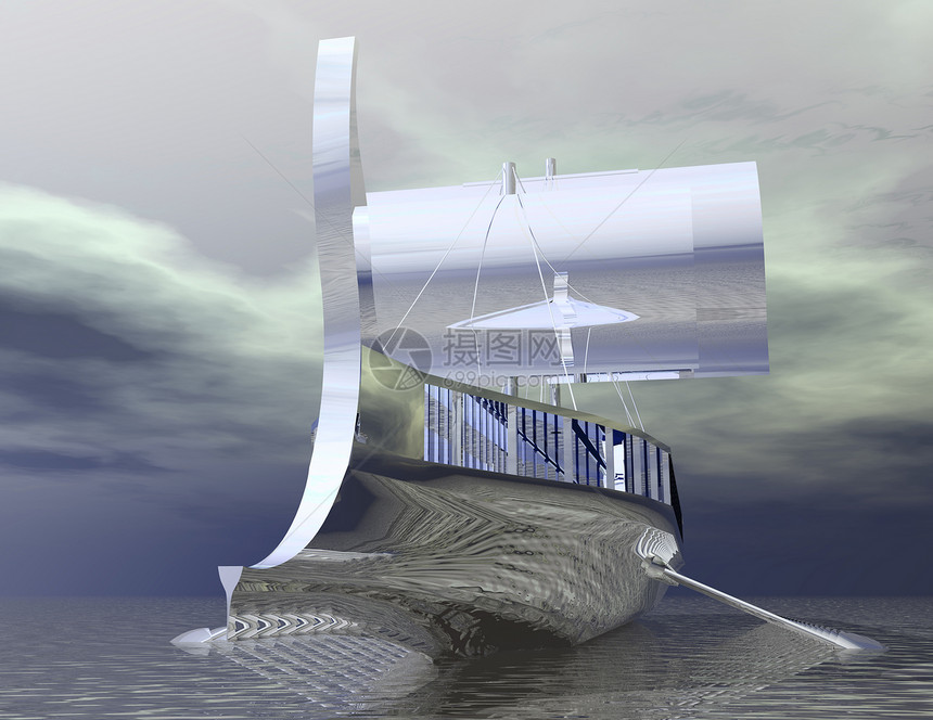 维京船渲染海洋航行阳光船舶天空太阳海盗海盗船风帆图片