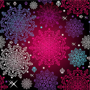 无缝色彩多彩的圣诞节模式织物降雪插图纺织品红色星星复古背景紫色白色背景图片