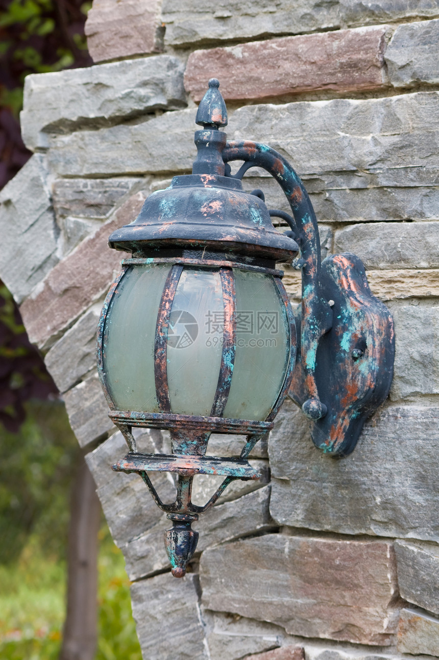 旧绿灯石头古董灯光灯笼设备乡村图片