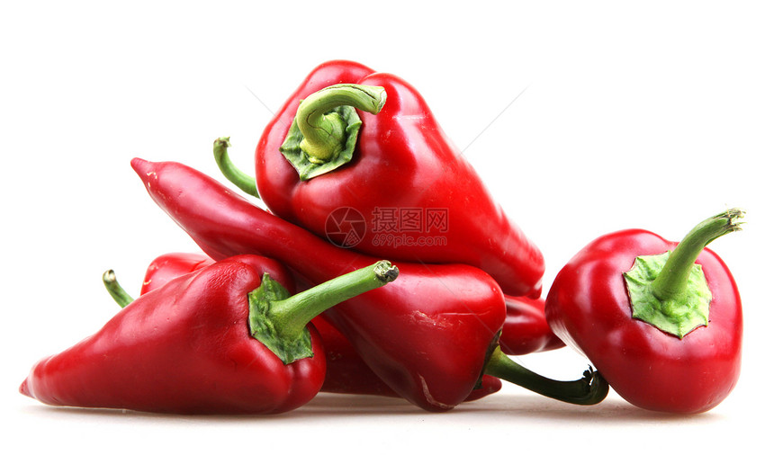 白上孤立的红胡椒团体健康白色美食红色绿色辣椒食物蔬菜图片