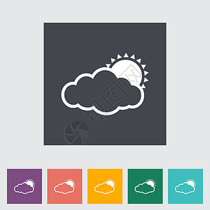 云度单平面图标太阳网络艺术多云气象黄色天空橙子插图电脑背景图片