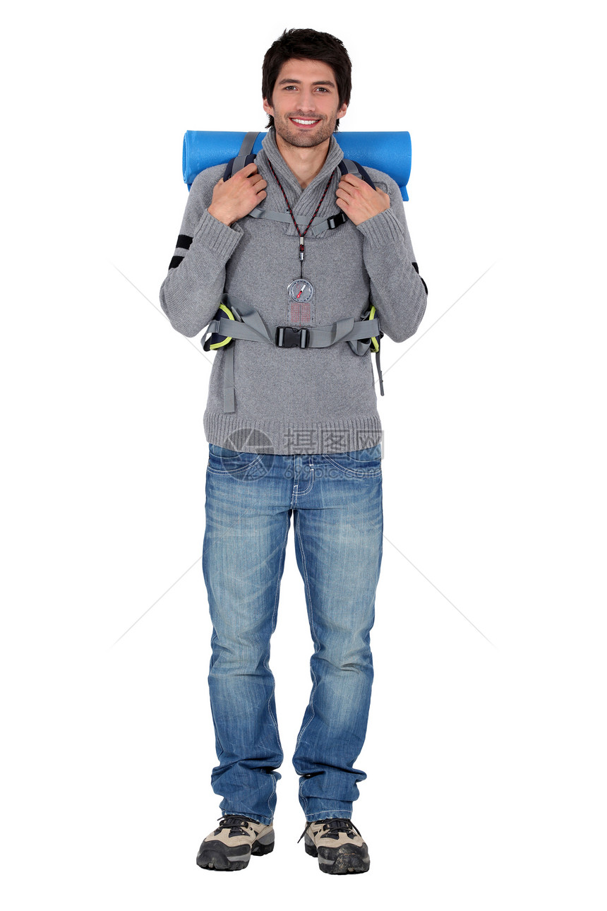 年轻的葡萄树帆布羊毛餐具靴子手表背包运动牛仔裤温度男人图片