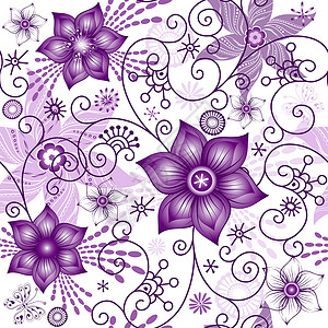 无缝春季白紫色模式背景图片